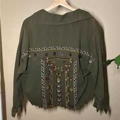 Never Worn. Item Sold As Shown Green Bohemian Outerwear With Pockets, Bohemian Khaki Outerwear For Spring, Light Jacket, Army Green, Light Green, Jackets & Coats, Jackets For Women, Green, Women Shopping