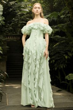 Women's Elisabeth Drop Waist Ruffle Trim Silk Floor Length Dress S/M/L/Customize Peach /Mint MEAN BLVD Drop Waist Dress Formal, Garden Wedding Attire, Silk Floor Length Dress, Spring Gown, Garden Formal, Green Silk Dresses, Female Outfits, Happy Clothes, Mean Blvd