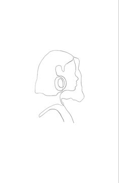 a line drawing of a woman's profile with her head tilted to the side