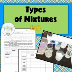 three different types of mixtures in beakers and flasks on a table