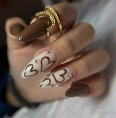 Stilleto Nails Designs, Girly Acrylic Nails, Nails Desing, Brown Nails, Heart Nails, Floral Nails, Stiletto Nails, Nude Nails, Nara