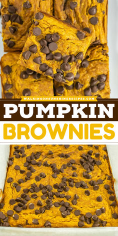 These rich and fudgy Pumpkin Brownies combine the best of both worlds with swirls of chocolate and spiced pumpkin flavors that are perfect for fall. Pumpkin And Brownie Mix Recipe, Pumpkin Spice Brownies, Brownies Fudgy, Desserts With Few Ingredients, Spicy Chocolate, Pumpkin Brownies, Easy Autumn Recipes