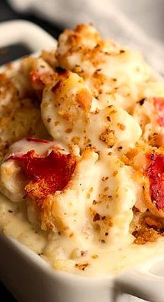 a close up of food in a bowl on a table