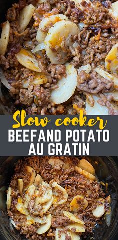 slow cooker beef and potato au gratine recipe in the crock pot