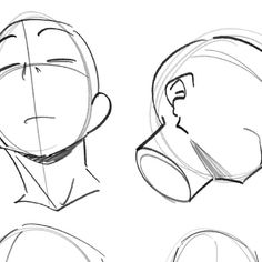 three different stages of drawing the head