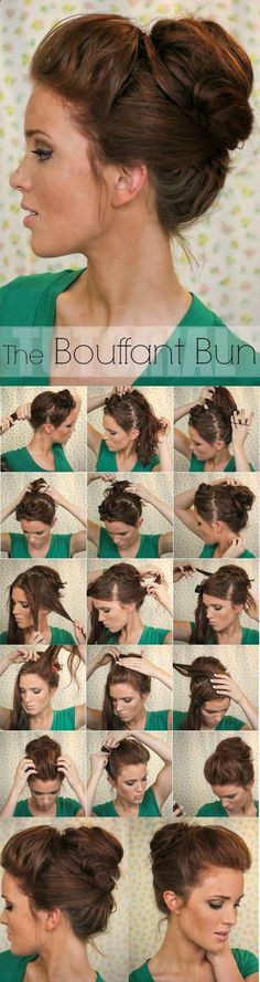 Super Easy Knotted Bun Updo and Simple Bun Hairstyle Tutorials .. that looks like a lot of steps, but I will give it a try one day Easy Updo Hairstyles Tutorials, Bouffant Bun, Updo Hairstyles Tutorials, Skirt Diy, Easy Updo Hairstyles