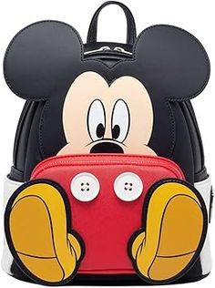 Get your ears on with the big cheese! The 707 Street Exclusive - Loungefly Disney Mickey Mouse Cosplay Mini Backpack features a replica of this world-renowned character. This faux leather Loungefly mini backpack features a large applique head, big yellow shoes, white buttons over the red front pocket and white gloves as the side pockets! On the back you'll find an encore appearance from the mouse with a hanging tail to really bring this bag to life! Inside, you'll find a red and yellow checkered interior lining filled with Mickey Mouse too. Whether you're taking a trip down to Toontown or need a buddy on your cartoon-ish adventures - there's no one better to have than Mickey!  #disney #mickeymouse #loungeflybackpack Mouse Cosplay, Disney Luggage, Loungefly Purse, Disney Tote Bags, Loungefly Mini Backpack, Disney Handbags