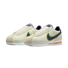 Nike Cortez Basic Premium Coconut Milk Thunder Blue Men's Size 14 Dj5183-100 New Classic Beige Nike Sneakers, Retro Beige Sports Sneakers, Retro Beige Sneakers For Sports, Retro Beige Sneakers, Casual Off-white Sneakers With Cushioned Footbed, Nike Air Max 2, Nike Golf Shoes, Nike Air Monarch, Nike Air Max 2090