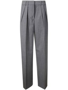 These slim-fit Róhe trousers are crafted from a grey virgin wool blend, featuring pleat detailing for a tailored appearance. The design includes belt loops, concealed front fastening, and multiple pockets for practicality, making them ideal for smart casual or tailored looks.

- Composition: 55% Polyester, 45% Virgin Wool  
- Made in Bangladesh  
- Washing instructions: Dry Clean Only Gray Dress Pants Outfit, Grey Dress Pants Outfit, Pleated Trousers, Wool Trousers, Slim Fit Trousers, Yoga Wear, Pants Outfit, Smart Casual, Welt Pockets