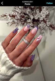 Christmas Nails Purple, Purple Christmas Nails, Purple Acrylic Nails, Wow Nails, Vibrant Nails, Simple Acrylic Nails, Classy Acrylic Nails, Neutral Nails