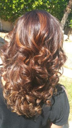 Carmel Highlights On Reddish Brown Hair, Earth Tone Hair Colors, Caramel And Red Highlights On Brown Hair, Indian Brown Hair, Red And Caramel Highlights, Chocolate Highlights, Highlights Curly Hair, Brown Hair Looks, Colored Curly Hair