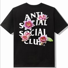 Very Rare, Members Only Antisocial Social Club Zen Out, Lotus Flower Print Theme Style This T Up Or Down! Offers Not Accepted On This Listing. This Is A Rare Assc Member Only Drop. Black Floral Print Tops For Streetwear, Black Graphic Tee Shirt With Floral Print, Black Graphic Tee With Floral Print, Black Floral Print Graphic Tee Shirt, Casual Black T-shirt With Floral Print, Black Crew Neck Shirt With Floral Print, Casual Black Floral Print T-shirt, Antisocial Social Club, Club Red