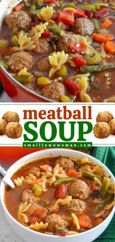 Try this winter recipe! This simple comfort food will become one of your favorite winter meals. Cooked with pasta and vegetables in a perfectly seasoned beef broth, this Italian meatball soup is a hearty dinner. Save this soup idea! Easy Meatball Soup, Pork Meatball Soup, Pasta And Vegetables, Italian Meatball Soup, Easy Meatball, Meatball Soup Recipes, Tasty Meatballs, Quick And Easy Soup, Pork Meatballs