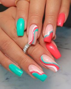 Summer Nail Color Ideas, Nail Ideas Acrylic, Summer Nail Color, Nail Color Ideas, Acrylic Pink, Tv Girl, Vibrant Nails