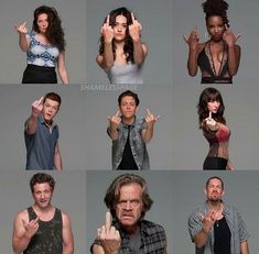 many different pictures of people making gestures with their hands