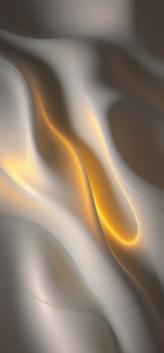 an abstract background with smooth lines and curves in grey, yellow and white colors that appear to be liquid or water