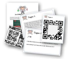 three different qr code cards with the same image on one side and another in the other