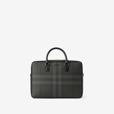 Ainsworth Briefcase in Charcoal - Men | Burberry® Official Modern Crossbody Briefcase With Top Handle, Classic Coated Canvas Shoulder Bag For Formal Occasions, Leather Briefcase With Adjustable Handle, Timeless Formal Briefcase With Top Carry Handle, Business Laptop Bag With Adjustable Handle, Modern Business Satchel With Adjustable Handle, Business Laptop Bag Satchel With Adjustable Handle, Formal Briefcase With Top Carry Handle, Formal Rectangular Satchel With Top Carry Handle