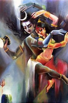 an artistic painting of two women dancing