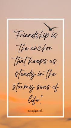 a quote that reads, friends is the anchor that keeps us steady in the story sense of life