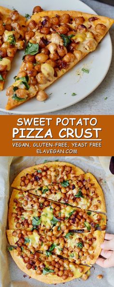 sweet potato pizza crust with veggies and mushrooms