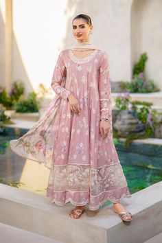 PRODUCT DETAILS: Frock Front, Back & Sleeves: Embroidered Printed Lawn Neckline: Embroidered Organza (1 Pc)Front & Back Lace 01: Embroidered Organza (5 M)Front & Back Lace 02: Embroidered Organza (5 M) Dupatta: Printed Silk (2.5 M) Trouser: Printed Lawn All colours may vary due to shoot & light. Dresses Chiffon, Lawn Suits, Extra Fabric, Fabric Stores Online, Printed Silk, Designer Suits, Photographic Lighting