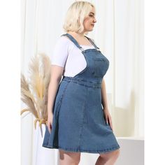 About us: A female plus-size brand inspired by the need of its customers. We hope our clothing can match you into various occasions, by the proper tailoring to show your perfect curve and the comfortable fabrics enables you a pleasant experience. The shape of the Overall Dress is casual and the fit is relaxed and easy. An exceptionally soft dress, it fits perfectly. Spring Blue Denim Pinafore Dress, Casual Denim Pinafore Dress With Pockets, Casual Denim Blue Dress With Adjustable Straps, Blue Denim Dress With Adjustable Straps, Casual Denim Dress With Adjustable Straps In Medium Wash, Casual Medium Wash Denim Dress With Adjustable Straps, Casual Medium Wash Pinafore Dress For Spring, Casual Denim Dress With Adjustable Straps, Trendy Denim Dress With Adjustable Straps