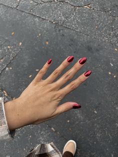 red chrome nails Valentines Day Nails Red Chrome, Red Tip With Chrome, Gel Nails Red Short, Red Nails With Red Chrome, Chrome Over Red Nails, Crimson Chrome Nails, French Tip Red Chrome, Deep Red Nails With Chrome, Red Crome Nails Nailart