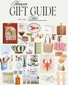 the american gift guide for the traveler is displayed in front of a white background with various items