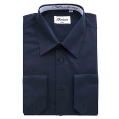 "*SIMPLE ELEGANCE. Made from a soft and comfortable poly/cotton blend fabric. (65% polyester / 35% cotton) This classically stylish men's collared dress shirt comes in a modern fit which is slightly more of a tailored fit than a regular fit. It also features a front pocket, French convertible cuffs, and coordinates perfectly with virtually any jacket, trousers, suit, tie, and cufflinks, offering endless wardrobe possibilities. *CONVERTIBLE FRENCH CUFFS. Convertible cuffs offer fantastic versatil Navy Blue Dress Shirt, Long Sleeve Navy Dress, French Cuff Dress Shirts, Navy Shirt Dress, Solid Dress Shirt, French Cuff Shirts, Blue French, French Cuff, Shirt Cuff