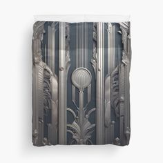 an art deco design in black and white duvet cover with decorative details on it