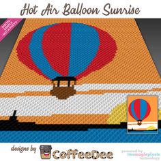 the hot air balloon sunrise is shown in this cross - stitch pattern, and it's very easy to make