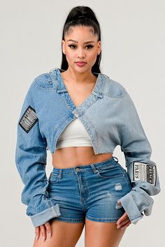 Introducing our Denim Patched X-Contrast Top, a unique and stylish addition to your wardrobe. With its eye-catching patchwork design and striking X-contrast detail, this top is sure to turn heads. Here's why it's a must-have:Unique Patchwork Design: Our Denim Patched X-Contrast Top features a carefully curated patchwork pattern that adds a touch of individuality to your outfit.Striking X-Contrast Detail: The bold X-contrast detail enhances the overall look, giving it an edgy and modern vibe.Comf Black Cutout Dress, Patched Denim, Denim Crossbody, Contrast Top, Classic Denim Jacket, Unique Top, Denim Patches, Street Style Chic, Denim Patchwork