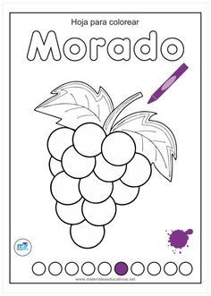 a coloring book with the words morrado written in spanish and an image of a grape