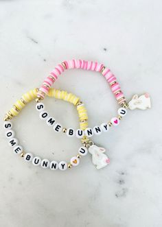 Bunny bracelet | Easter bracelet | Easter gift | some Bunny loves you | bunny jewelry | Easter jewelry Playful White Bracelet With Charms, Cute Name Bracelet For Valentine's Day Gift, Sweet Personalized Bracelets As Gift, Personalized Sweet Bracelets As Gift, Personalized Cute Bracelets For Valentine's Day, Playful White Charm Bracelet, Handmade Cute Name Bracelet For Everyday, Cute Letter Beads Jewelry For Best Friend Gift, Cute Letter Beads Jewelry For Best Friend