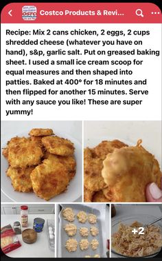 the recipe for chicken nuggies is shown