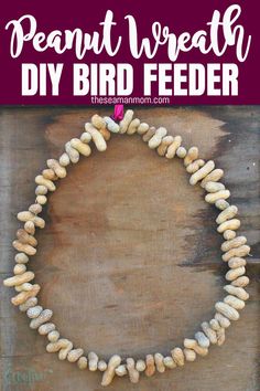 an image of a bird feeder made out of rocks with text overlay that reads, peanut wheat diy bird feeder