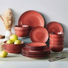 1. The 24 piece dinner set includes 6 dinner plates, 6 Dessert plates, 6 bowls and 6 Soup. 2. Microwave, Dishwasher And Oven Safe. 3. Stackable & Space Saving, Elegant Design, Ideal Gift Option. 8. Not only suitable for your own family use, but also as a great gift ideal for home dcor, housewarming, wedding, birthday, family reunion or any other party. Color: Red. Red Dishes, Apartment Aesthetic, Dinner Set, Dessert Plates, Tableware Set, Dinner Sets, Dinnerware Set, Dessert Plate, Dinnerware Sets