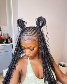 Feed In Braids Hairstyles, Cute Box Braids, Goddess Braids Hairstyles, Girl Braided Hairstyles, Cute Braided Hairstyles, Braided Cornrow Hairstyles, Cute Box Braids Hairstyles, Braids Hairstyles Pictures, Protective Hairstyles Braids