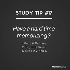 a black and white photo with the words study tip 7 have a hard time memorizing?