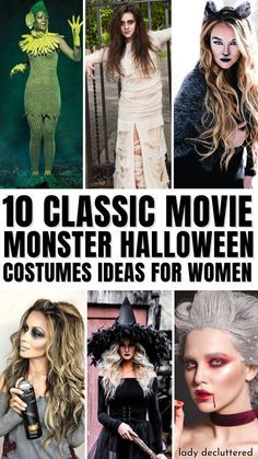 10 classic movie monster halloween costumes for women to make them look like they're in the