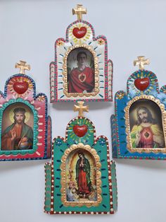 PERSONALIZED Nichos, Handcrarfted Mexican Nichos, Custom Artisanal Shrines, Nichos, Altars, Guadalupe, Saints, Religious Nichos, Folk Art - Etsy Mexican Nichos, Mexican Catholic Art, Catholic Altar, Frida Kahlo Art, Religious Images, Polymer Crafts, Catholic Art, Arte Popular