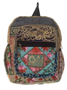 Embroidered backpack with shiny cotton Handmade in India Backpack Dimensions {approx} Main body: 30cm x 25cm x 10cm - with zip fastening Front pocket 1: 20cm x 18cm x 3cm - with zip Front pocket 2: 20cm x 18cm - with zip Side pouches (x2): 10cm x 15cm - elastic Inside pocket (zip) Adjustable Straps  Please note- all of our bags are handmade and therefore any variations should be considered part of the character of the item More items on our Etsy shop: https://www.etsy.com/uk/shop/NoEyeDeerShop?r Embroidered Backpack, Hand Of Fatima, Cool Socks, Uk Shop, Front Pocket, Inside Pocket, Really Cool Stuff, Adjustable Straps, Pouch