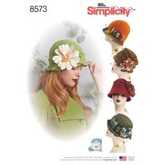 1920s Hats Women, Hat Sewing Patterns, Estilo Charleston, 1920s Hats, Flapper Cloche, Bob Chapeau, Hat Sewing, Retro Sewing Patterns, Flapper Hat