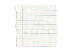 a piece of lined paper with red and blue lines on it, against a white background