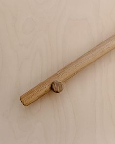 a close up of a wooden object with a shell on the end and wood grain in the background