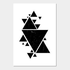 a black and white poster with triangles on it