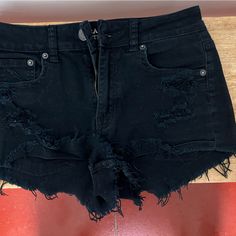 Black Distressed Denim Shorts Never Worn Perfect Condition Diy Jeans Ideas, Jeans Ideas, Shorts Diy, Diy Jeans, Diy Shorts, Jeans Diy, Distressed Denim Shorts, Black Shorts, Distressed Denim