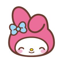 an image of a hello kitty face with a bow on it's head and ears