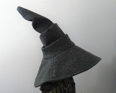 "This witch hat is an ideal for cosplay, Halloween and everyday wizardry. The peak of hat is about 14\" tall , and brim is about 6\" wide. Sizes: round head 22\", 24\", or 26\". If you need any other size, please contact me. Handmade with durable polyester felt. Fully lined with silky charmeuse. Ready to ship within 3 business days. Free domestic shipping with USPS First Class Mail." Fitted Hat With Curved Brim For Cosplay, Fitted Curved Brim Hat For Cosplay, High Crown Hats For Halloween Cosplay, Halloween Cosplay High Crown Hat, Fitted Brimmed Hat For Cosplay, Halloween Costume Felt Hat With Brim, Fitted Brimmed Felt Hat For Halloween, Wizard Hat, Hat Wide Brim